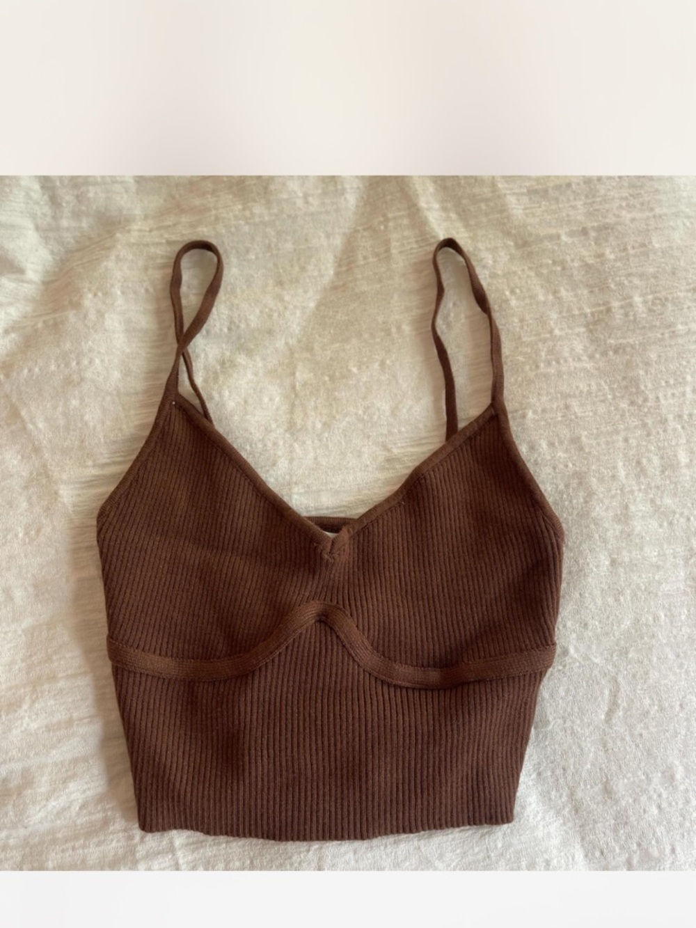 PacSun Ribbed Cropped Cami in Chocolate Brown